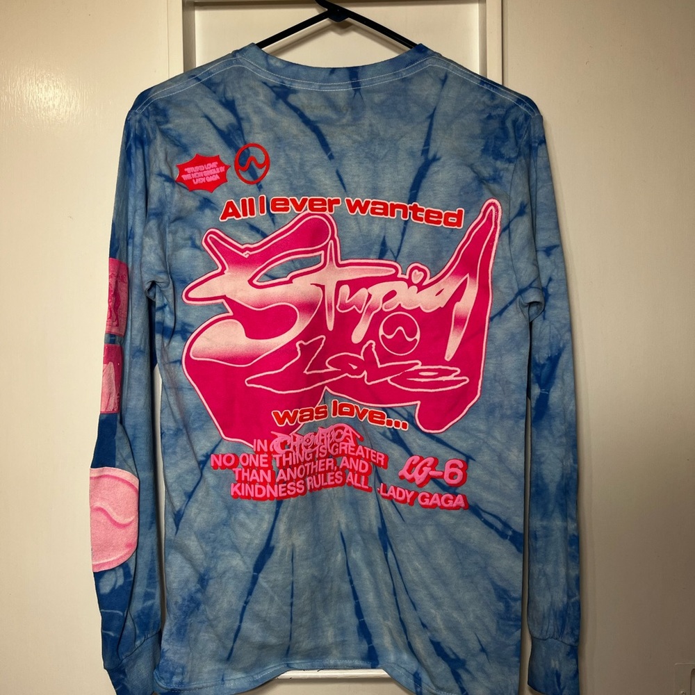 RARE Lady Gaga Stupid Love Tie-Dye Long Sleeve T-Shirt Size S